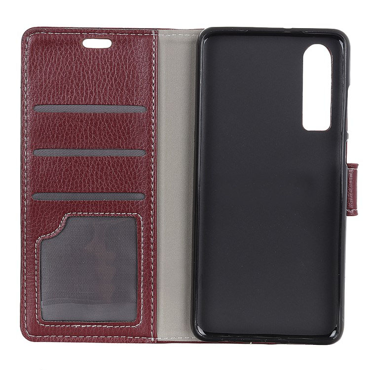 เคส Huawei P30 #เคสฝาพับแบบกระเป๋าสตางค์หนัง PU ผิวลิ้นจี่ Litchi Grain Wallet
