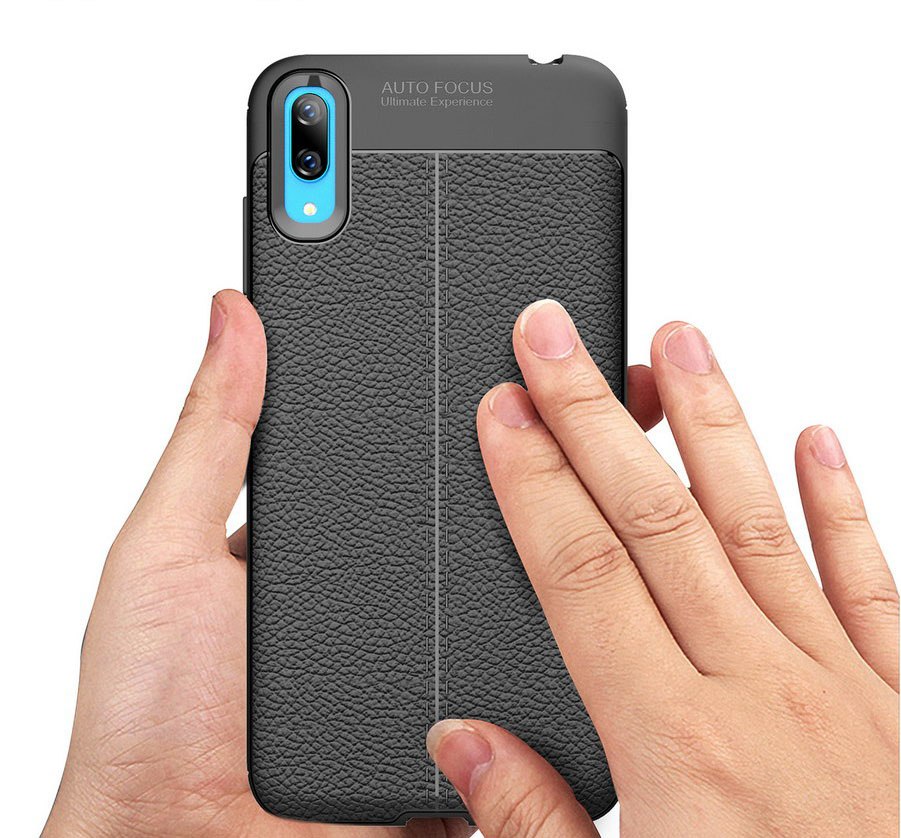 Case Huawei Y7 Pro (2019) TPU #เคสฝาหลังผิวลิ้นจี่ช่วยป้องกันลายนิ้วมือและกันลื่นได้ดี