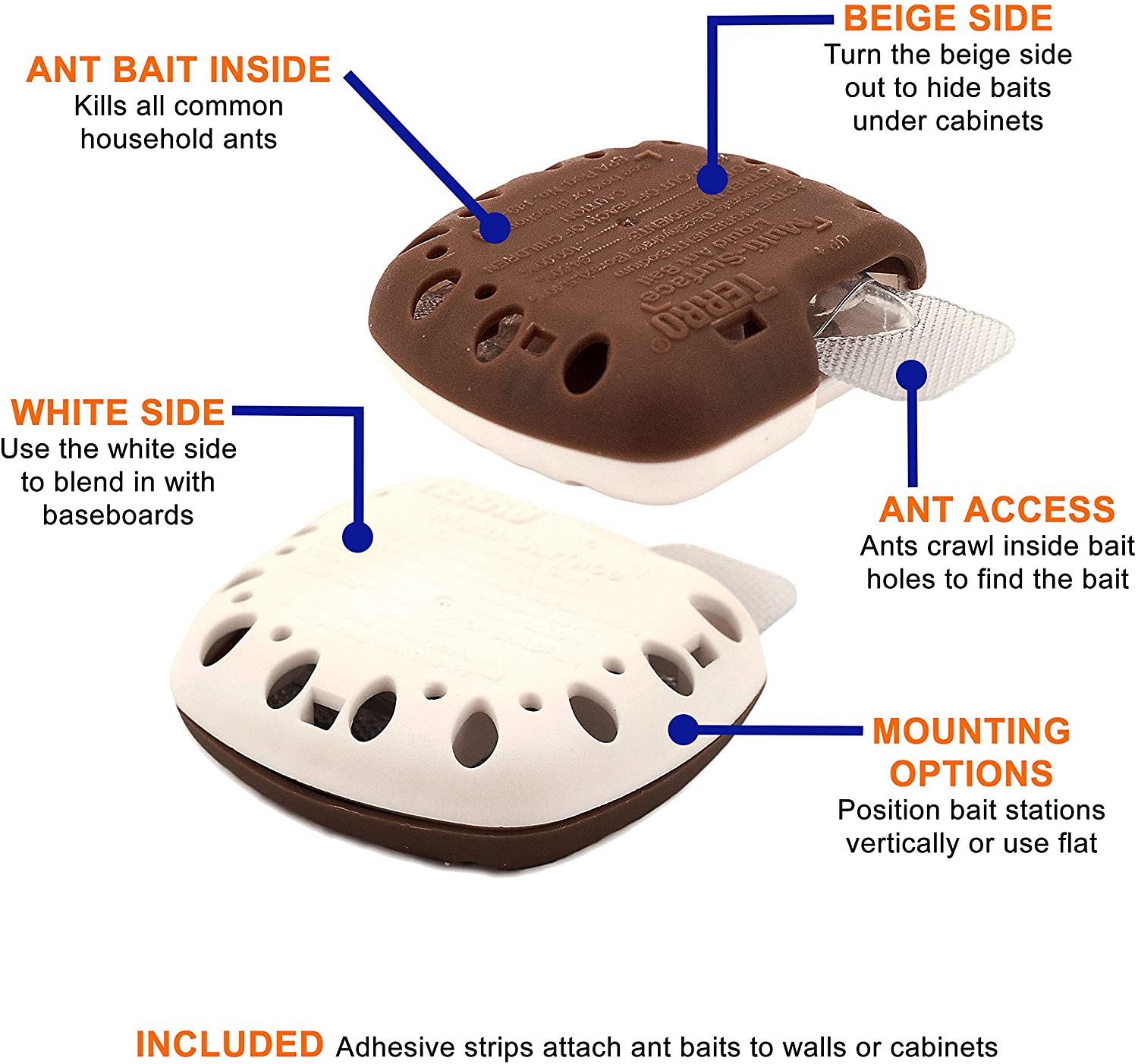TERRO® T334B Liquid Ant Baits for Multi Surface 4 Bait Stations + Adhesive Strips ผลิตภัณฑ์กำจัดมด