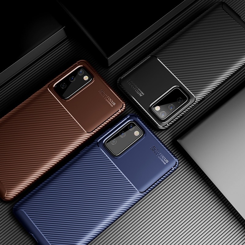 เคส Samsung Galaxy S20 #เคสฝาหลังนิ่ม Carbon Fiber Anti-drop TPU Protection