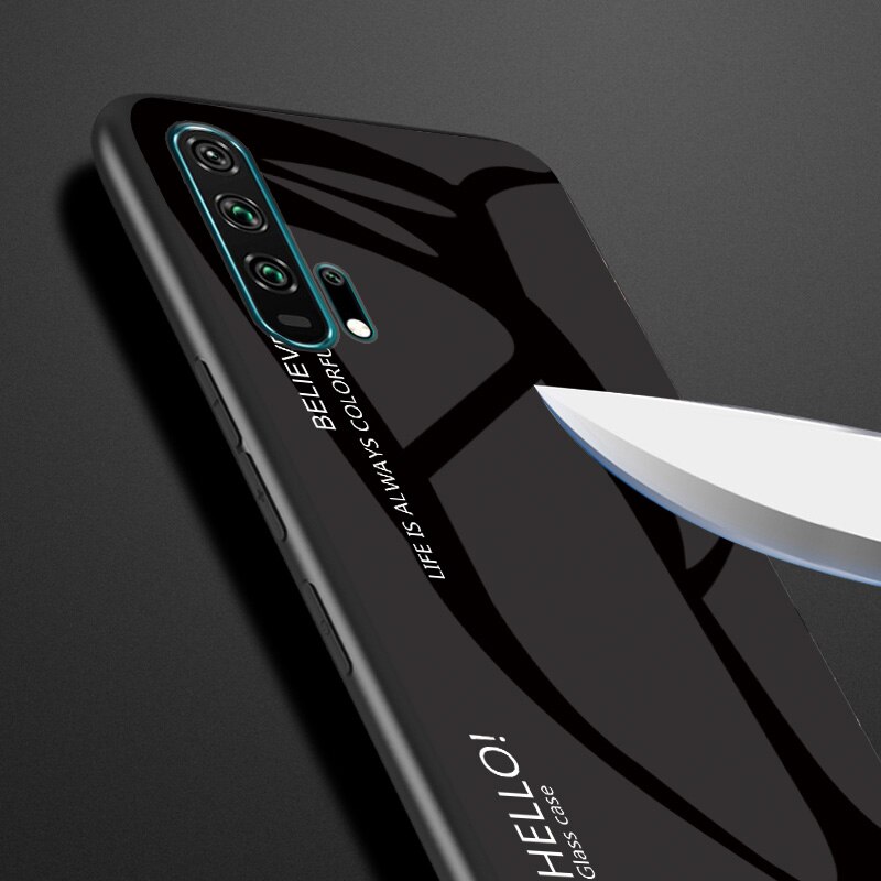 Case Huawei Y9s #เคสฝาหลัง Gradient Color Glass + PC + TPU Hybrid Case