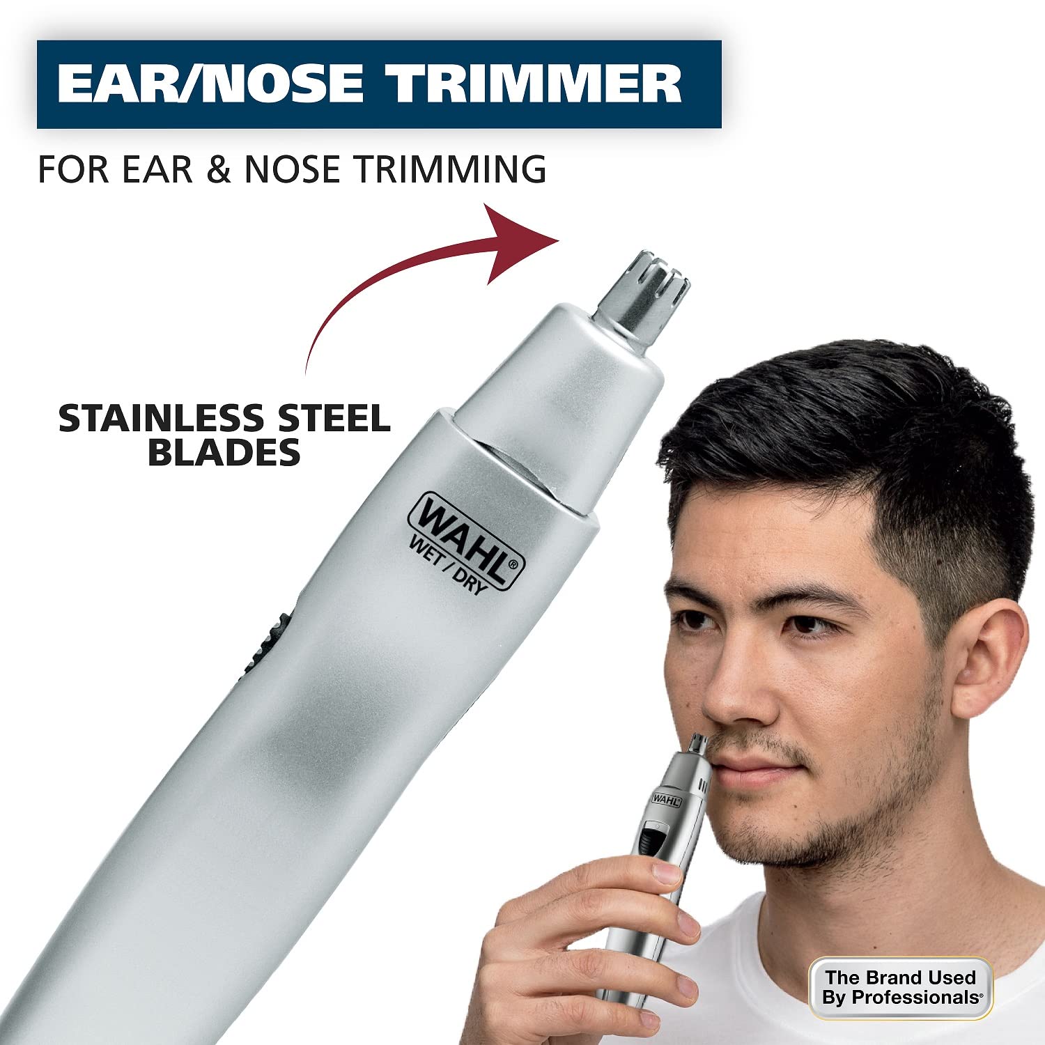 WAHL® Battery Ear Nose & Brow 3-in-1 Personal Trimmer รุ่น5545-400 ทริมเมอร์ ตัดแต่งขนในหู จมูก คิ้ว ถอดหัวได้ กันน้ำ