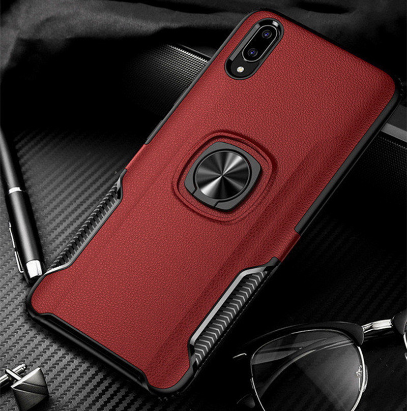 Case vivo V11 / V11 Pro #เคสฝาหลังพลาสติกมีแหวนสวมนิ้ว [แผ่นโลหะแม่เหล็กในตัว] PC + TPU Hybrid Back