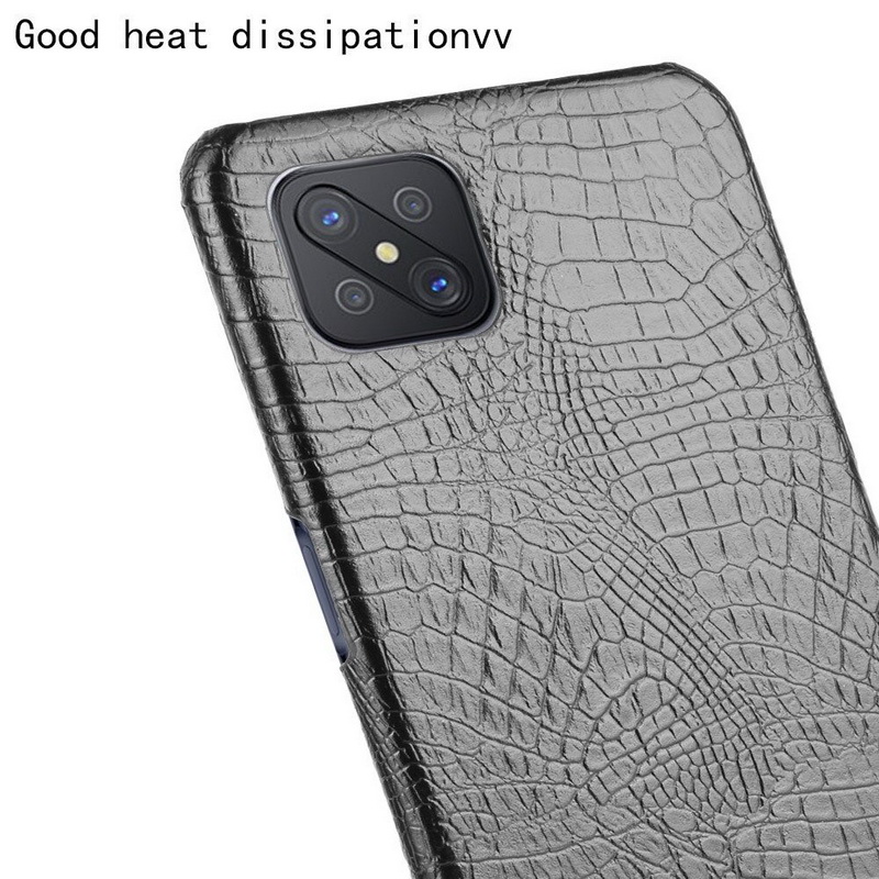 เคส OPPO Reno 4 Z 5G #เคสฝาหลังพลาสติกแข็งเคลือบหนัง PU ลายผิวหนังจระเข้