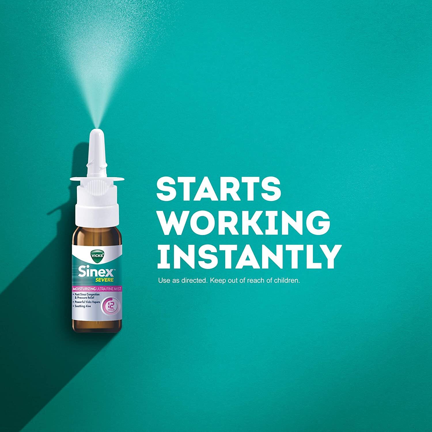 80% Sale!!!EXP.08/2024-10-11/2025 Vicks® Sinex™ Severe Nasal Spray, MOISTURIZING Ultra Fine Mist 15 ml วิคส์ สเปรย์พ่นล้างจมูก สูตรให้ความชุ่มชื้น บรรเทาอาการ ไซ นัส อาการแพ้ สำเนา