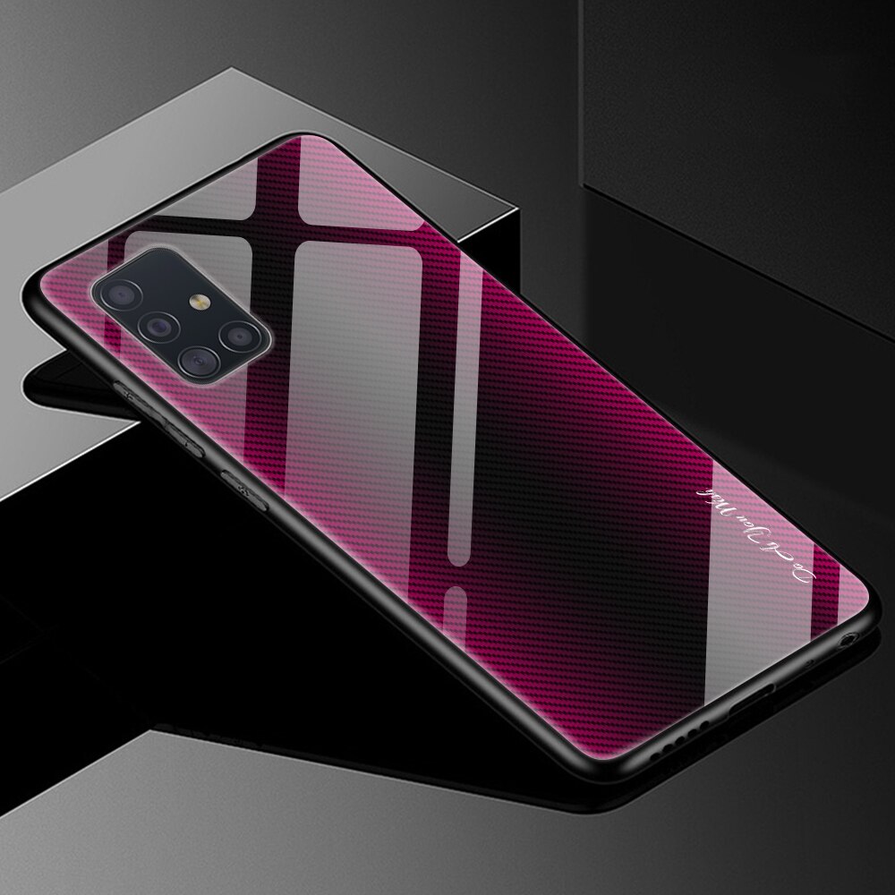 Case Samsung Galaxy A51 #เคสฝาหลังด้านหลังผิวกระจกนิรภัยไล่ระดับสีขอบนิ่ม Gradient Tempered Glass Back + Soft TPU Edge