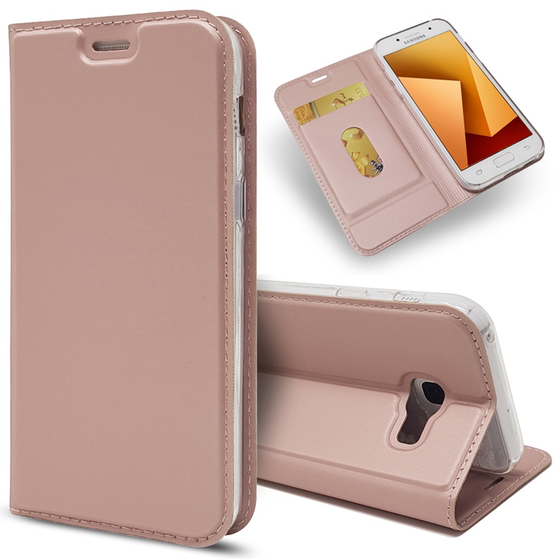 Case Samsung Galaxy A7 2017 #เคสฝาพับหนัง PU Magnetic Adsorption Stand Leather Card Holder