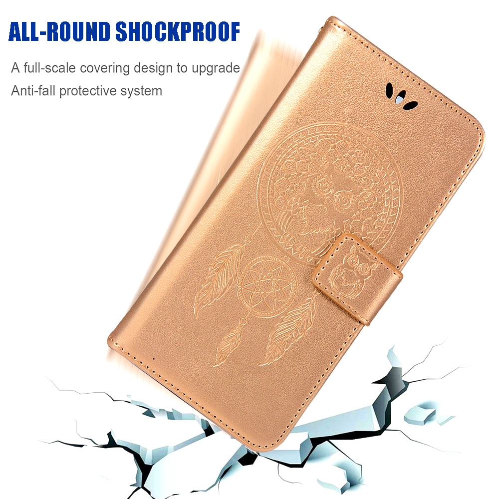 เคส Samsung Galaxy A20s #เคสฝาพับแบบกระเป๋าสตางค์ฝาพับหนัง PU ลายนกฮูก Imprint Owl Dream Catcher PU Leather