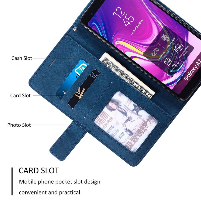 Case Samsung Galaxy A72 / A72 5G #เคสฝาพับหนัง PU มีช่องเสียบบัตรอื่นๆในตัว Geometric Pattern Leather Card Holder Protective