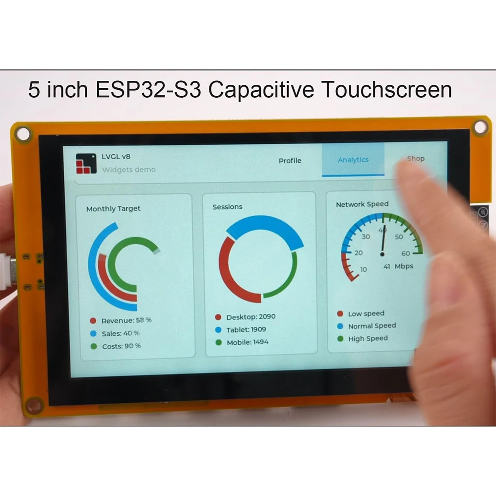 บอร์ด ESP32-S3 HMI 8M RAM 16M Flash Arduino LVGL WiFi and Bluetooth 5" IPS 800*480 Smart Display Screen 5.0 inch