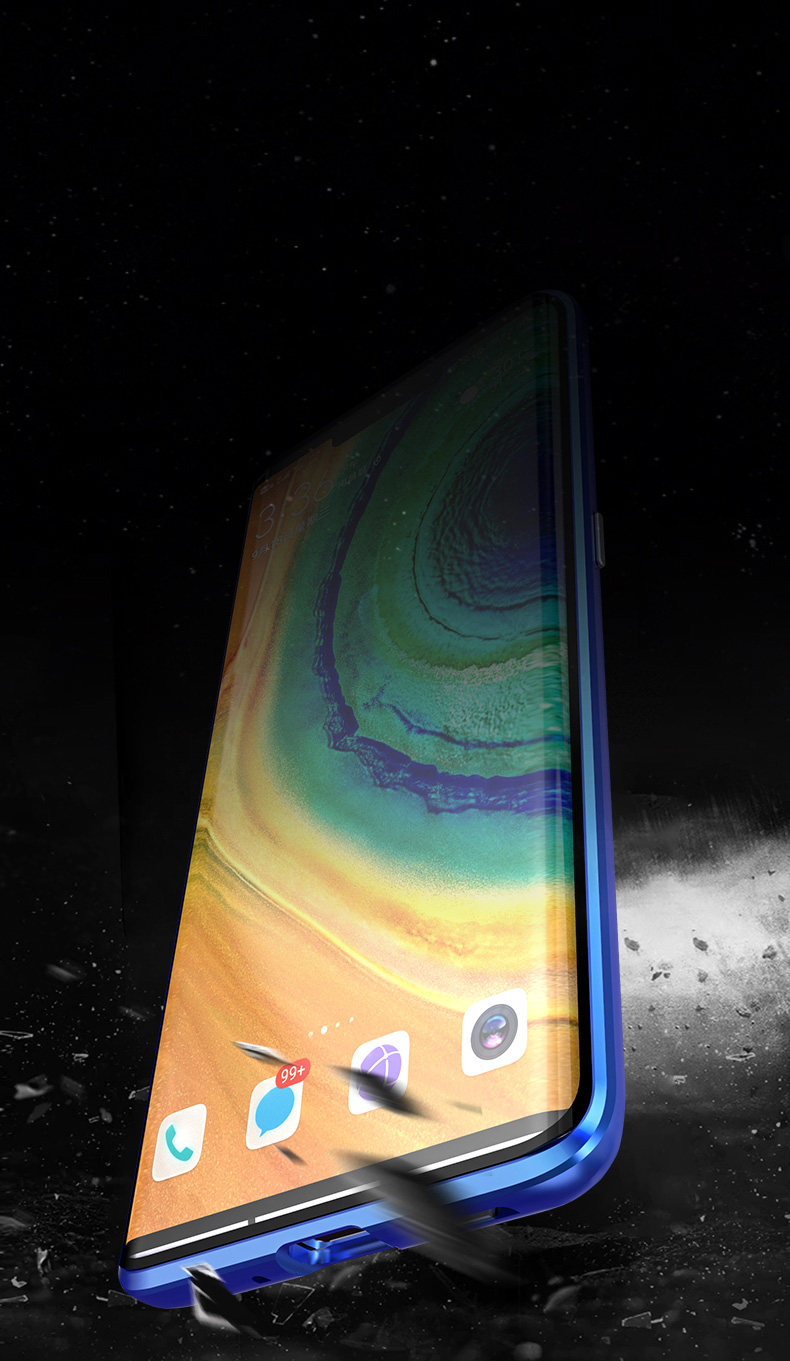 เคส Huawei Mate 30 Pro #เคสฝาครอบกระจกขอบโลหะดูดซับแม่เหล็ก Fully Protection Magnetic Adsorption Glass Metal Phone Protective