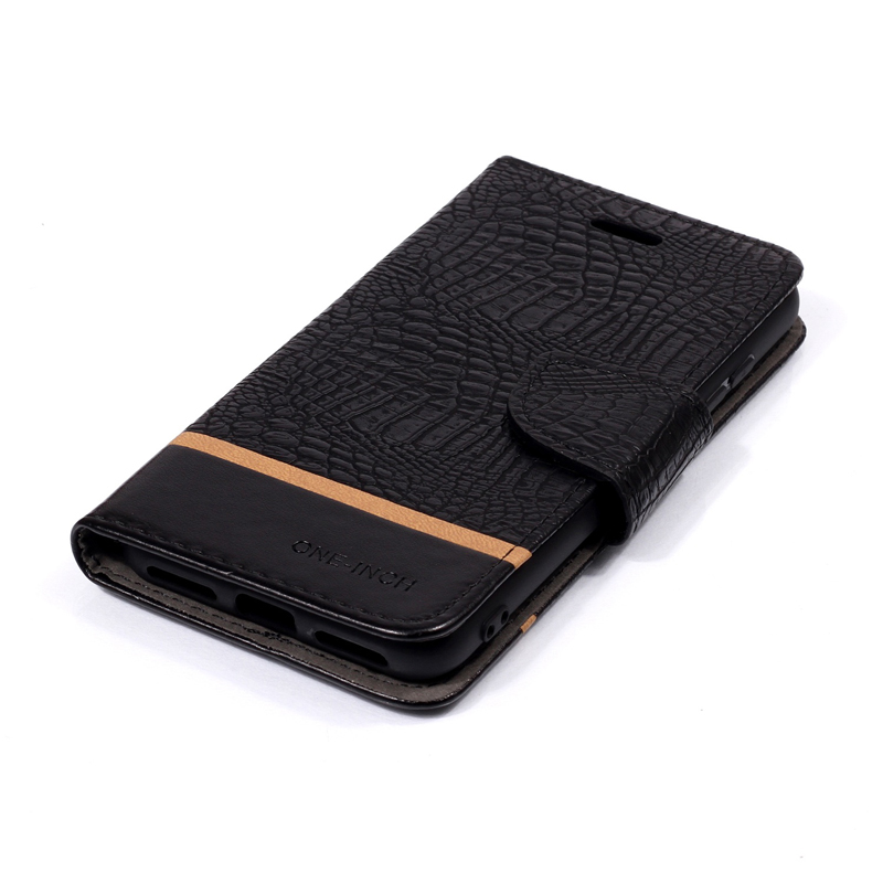 เคส Samsung Galaxy J4+ #เคสฝาพับหนัง PU ผิวหนังจระเข้ Crocodile Texture Splicing PU Leather