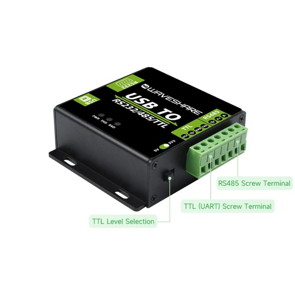 ตัวแปลงสัญญาณ ยี่ห้อ Waveshare FT232RL/CH343G USB to RS232/485/TTL Interface Converter Industrial Isolation