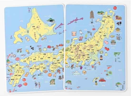 [สื่อการสอนภาษาญี่ปุ่น] แผนที่จิ๊กซอว์ประเทศญี่ปุ่น ジグソーとかるたでよくわかる デラックス日本地図パズル Deluxe Japan National Map Puzzle