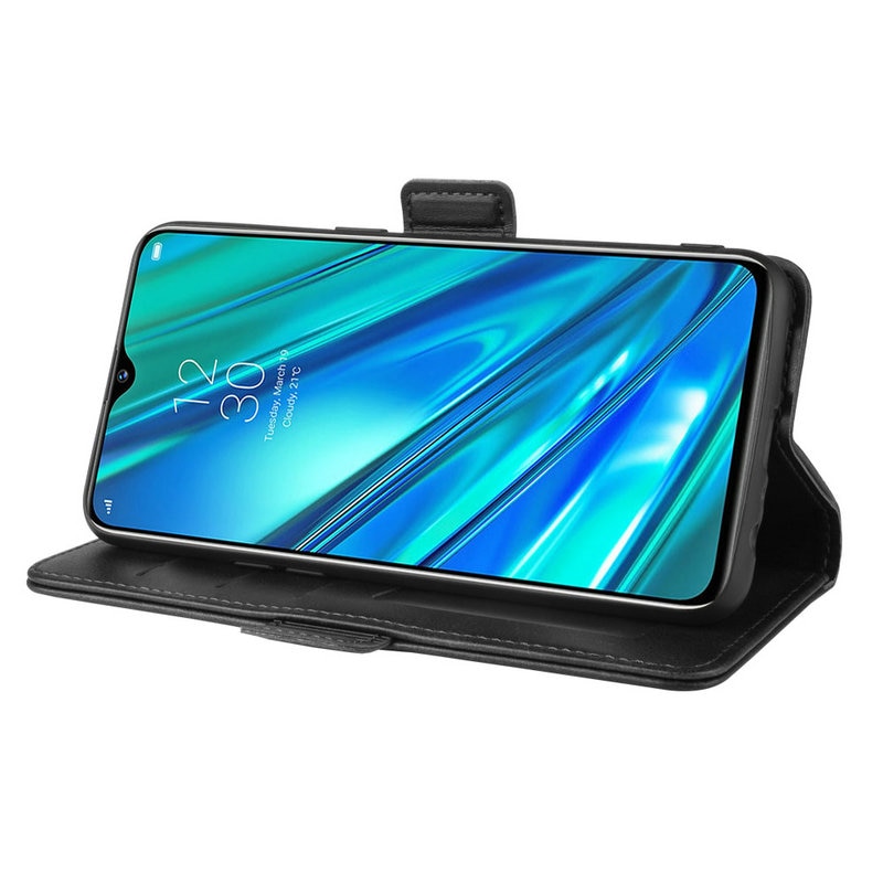 เคส Realme 5 Pro #เคสฝาพับหนัง PU มีแถบปิดแม่เหล็กสไตล์กระเป๋าสตางค์