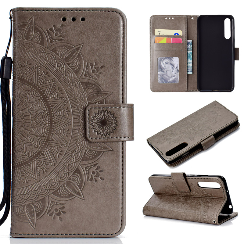 Case Huawei P20 Pro #เคสฝาพับหนัง PU ปั้มลาย Imprint Mandala Flower
