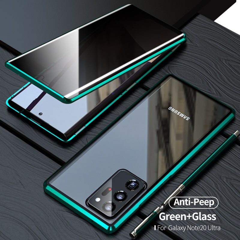 เคส Samsung Galaxy Note 20 / Note 20 5G เคสประกบหน้าหลังกระจกด้านหน้า Anti-peep Adsorption Privacy Glass ป้องกันการมองด้านข้าง ขอบโลหะดูดซับแม่เหล็ก Fully Protection Magnetic Adsorption Glass Metal Phone Protective