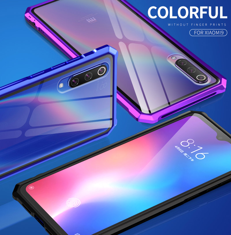 Case Xiaomi Mi 9 ฝาหลังกรอบโลหะแข็ง + แผ่นหลังกระจก #เคสคุณภาพดีราคาถูก