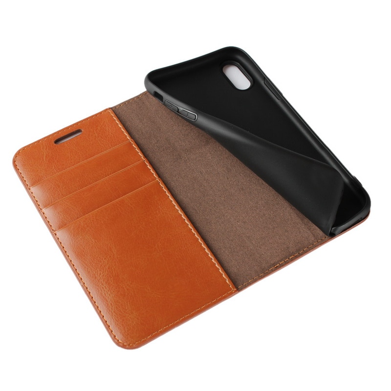 Case iphone x #เคสฝาพับแบบกระเป๋าสตางค์คุณภาพดี Crazy Horse Genuine Leather Cover