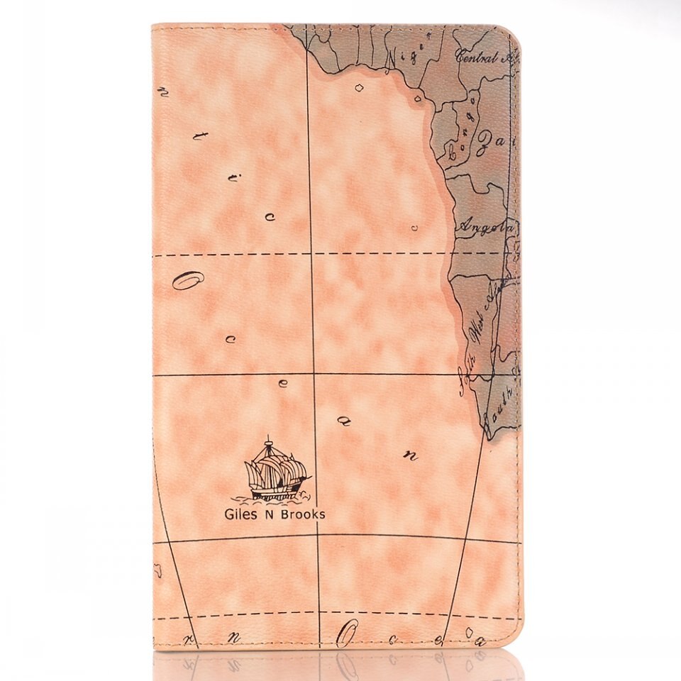 Case Huawei MediaPad M3 8.4นิ้ว #เคสฝาพับหนัง PU พิมพ์รูปแบบแผนที่ Map Pattern Stand Wallet Leather