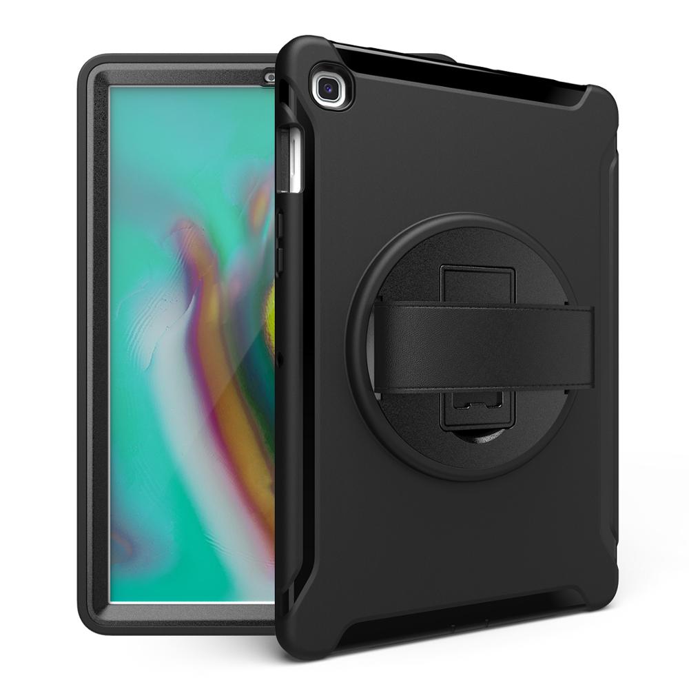 เคส Samsung Galaxy Tab S5e SM-T720 SM-T725 #เคสฝาหลังพลาสติกมีขาตั้งหมุนได้ 360° Swivel Kickstand PC + TPU Tablet Combo Shell with Hand Strap มีสายรัดมือ