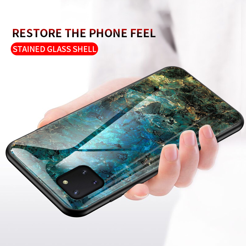 Case Samsung Galaxy Note 10 Lite #เคสฝาหลัง Gradient Color ลายหินอ่อน Glass + PC + TPU Hybrid Case