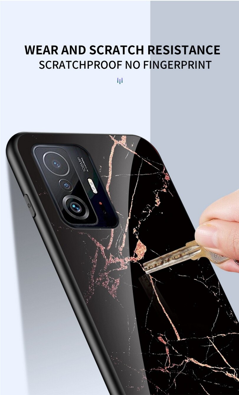 เคส Xiaomi 11T / 11T Pro #เคสฝาหลัง Gradient Color ลายหินอ่อน Glass + PC + TPU Hybrid Case