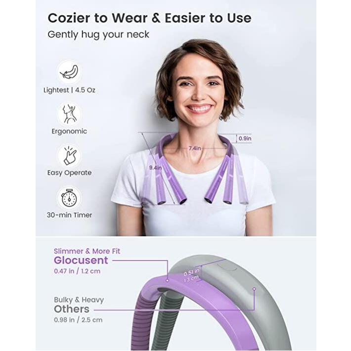 Glocusent® Upgraded LED Neck Reading Light ไฟอ่านหนังสือ ไฟฉายแบบคล้องคอ แบบชาร์จได้ ไฟLEDปรับความสว่างได้