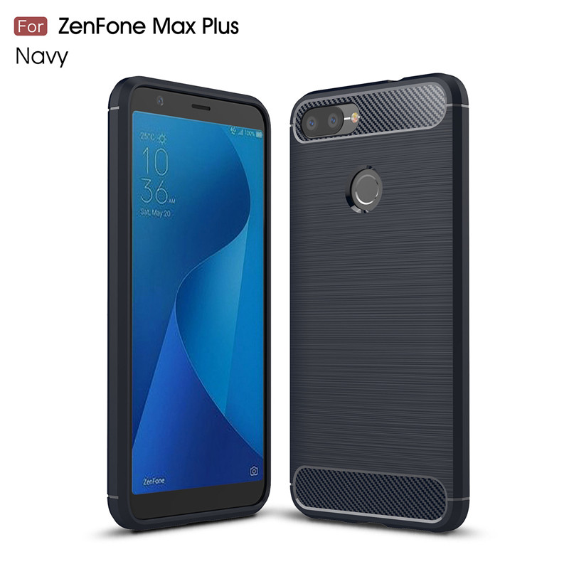 Case Asus ZenFone Max Plus (M1) ZB570TL #เคสฝาหลัง TPU นิ่มคาร์บอนไฟเบอร์ผิวแบบขัดแปรง