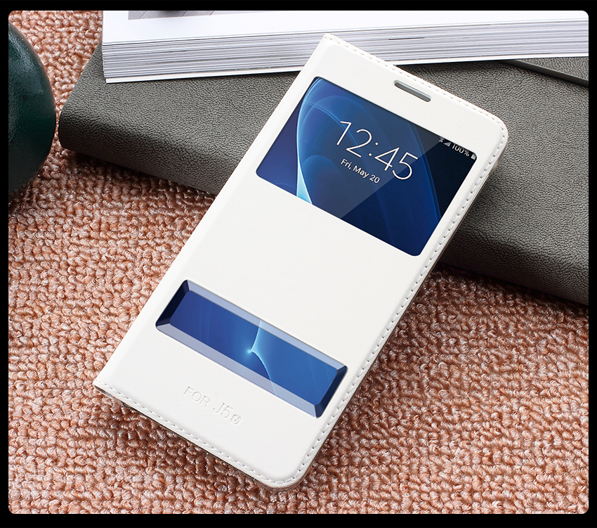 เคส Samsung Galaxy J7 (2016) #เคสฝาพับ 2 ช่องวิว Double Window Leather คุณภาพดี