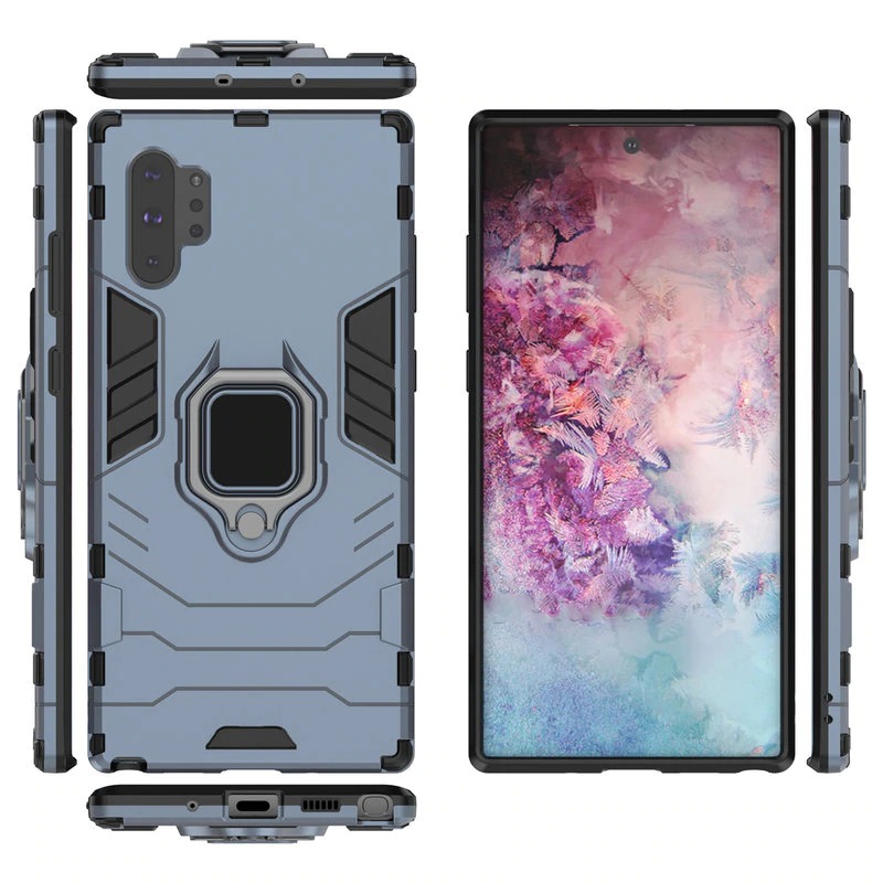 Case Samsung Galaxy Note 10+ #เคสฝาหลังพลาสติกแข็ง +TPU Hybrid Case มีแหวนสวมนิ้วโลหะ
