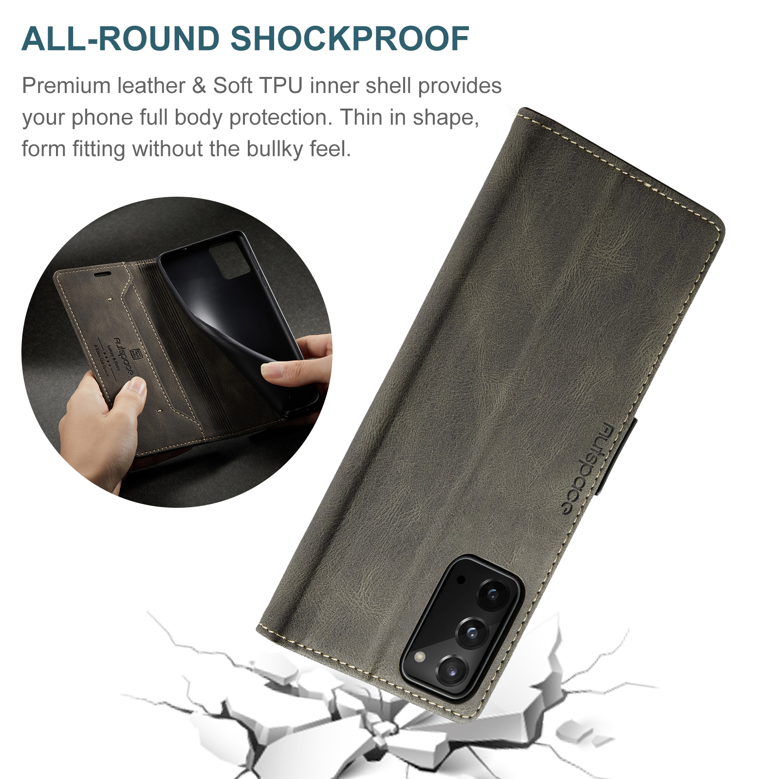 เคส Samsung Galaxy Note 20 / Note 20 5G #เคสฝาพับหนัง PU แบบกระเป๋าสตางค์ AUTSPACE Series RFID Blocking Retro Matte Leather Wallet