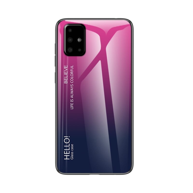 Case Samsung Galaxy A71 #เคสฝาหลัง Gradient Color Glass + PC + TPU Hybrid Case
