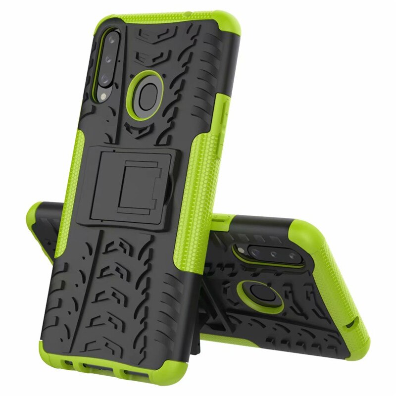 เคส Samsung Galaxy A20s #เคสฝาหลังพลาสติกแข็งกันลื่น Cool Tyre Pattern Kickstand (PC + TPU)