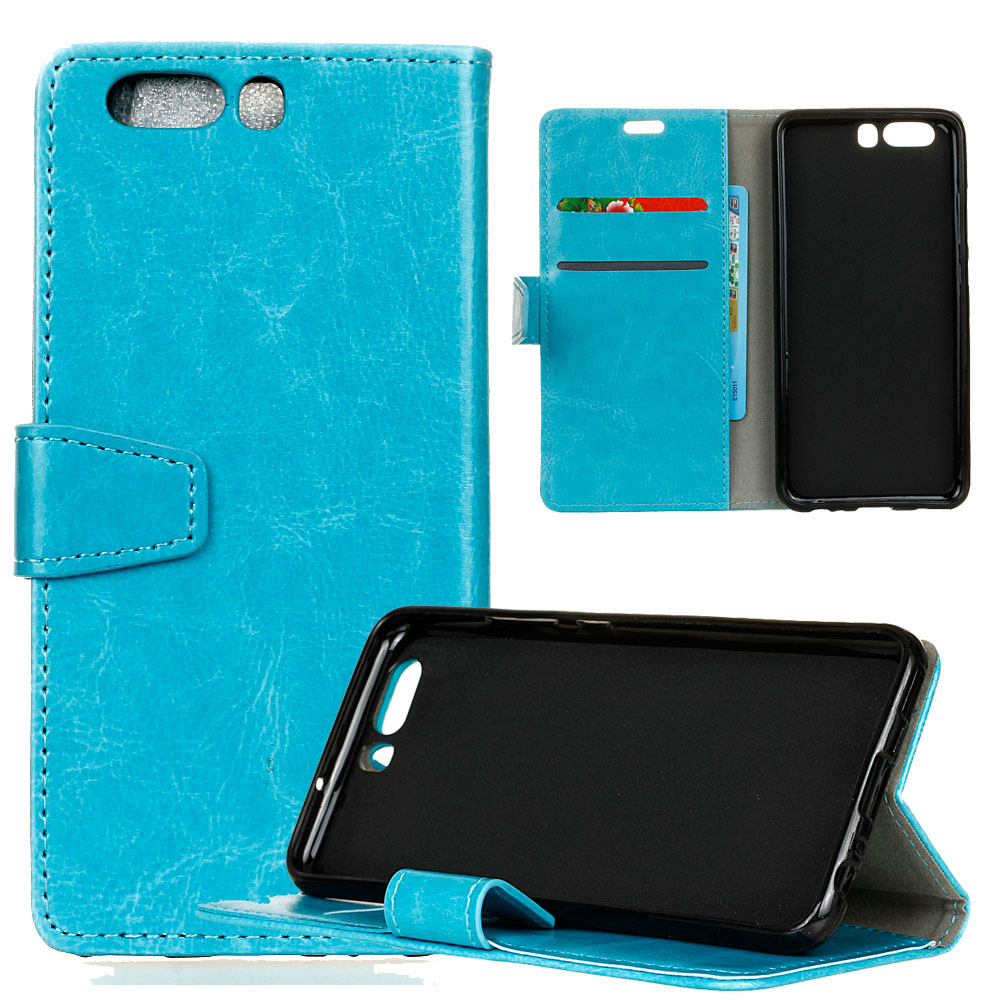 Case Huawei P10 Plus #เคสฝาพับสไตล์กระเป๋าสตางค์ หนัง PU ผิว Crazy Horse