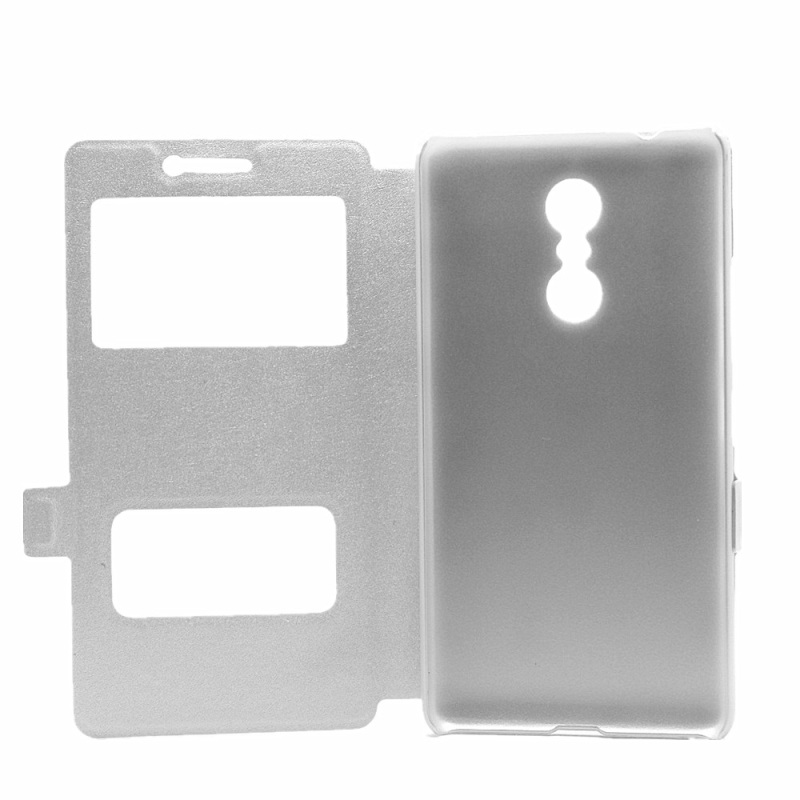 Case Lenovo K6 Note #เคสฝาพับหนัง PU พื้นผิวผ้าไหมสีสันสวยงาม มีช่องวิว 2 ช่อง