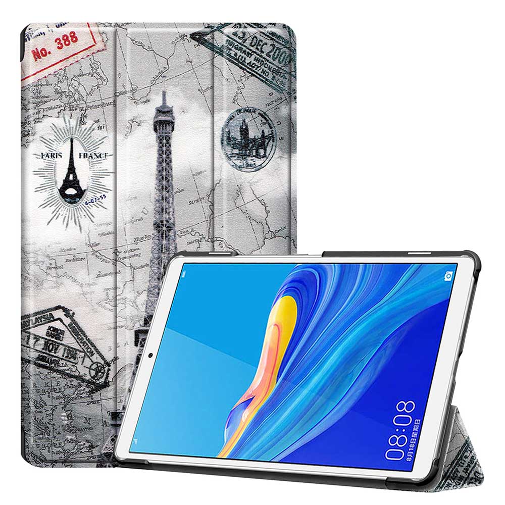 เคส Huawei MediaPad M6 8.4 #เคสฝาพับหนัง PU พิมพ์ลาย Pattern Printing Tri-fold Stand Leather Tablet Shell