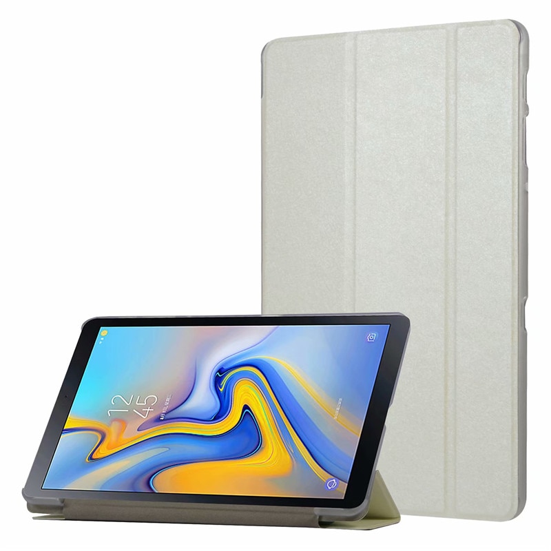 เคส Samsung Galaxy Tab A 10.5 (2018) T590 T595 #เคสฝาพับพื้นผิวลายผ้าไหมแบบ 3 พับสีสันสวยงาม