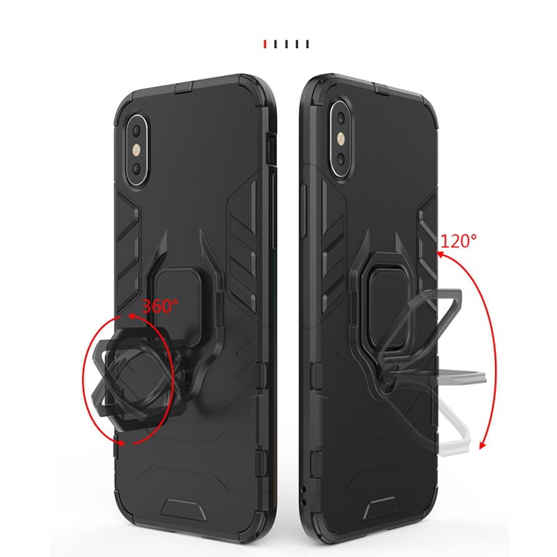 Case Huawei Y6p #เคสฝาหลังพลาสติกแข็ง +TPU Hybrid Case มีแหวนสวมนิ้วโลหะ