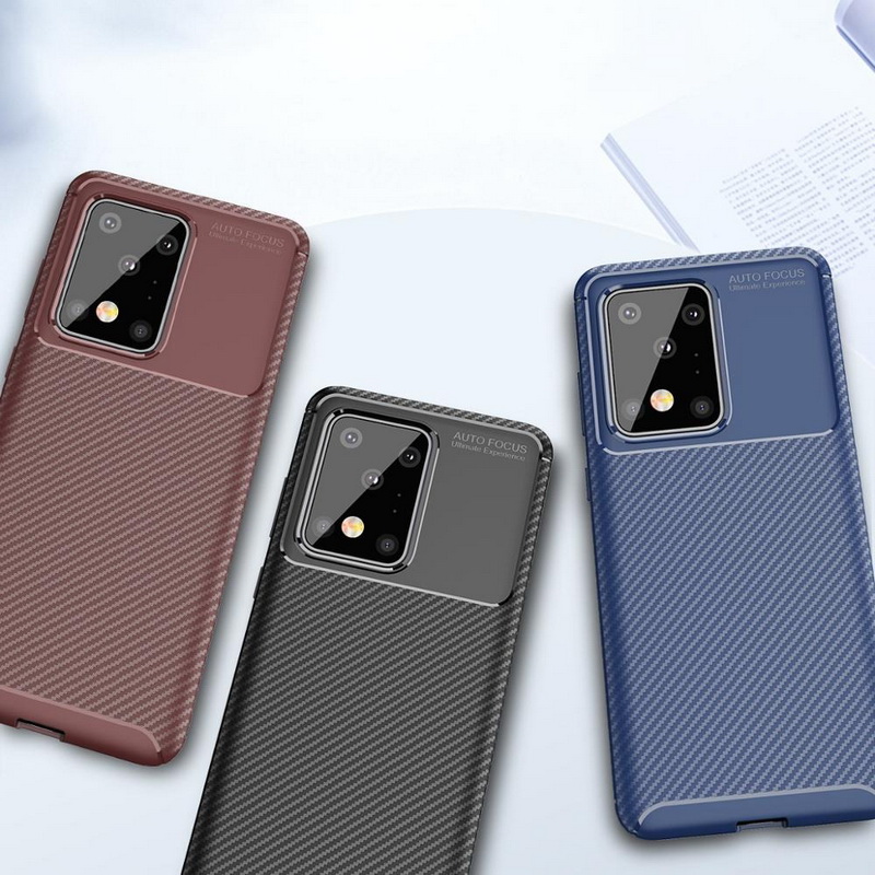 เคส Samsung Galaxy S20 Ultra / S20 Ultra 5G #เคสฝาหลังนิ่ม Carbon Fiber Anti-drop TPU Protection