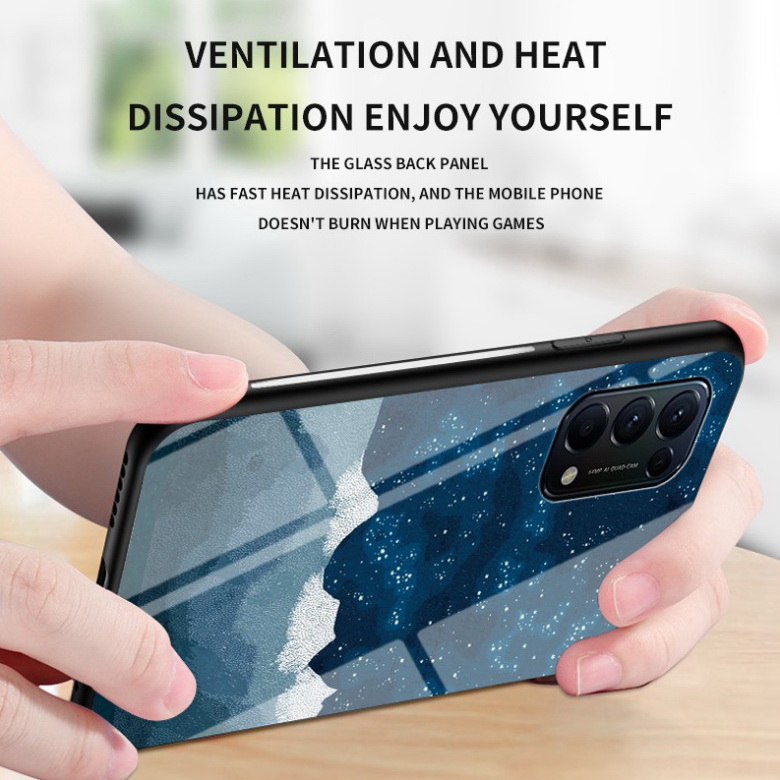 เคส OPPO Reno 5 Pro 5G #เคสฝาหลัง Gradient Color Glass + PC + TPU Hybrid Case