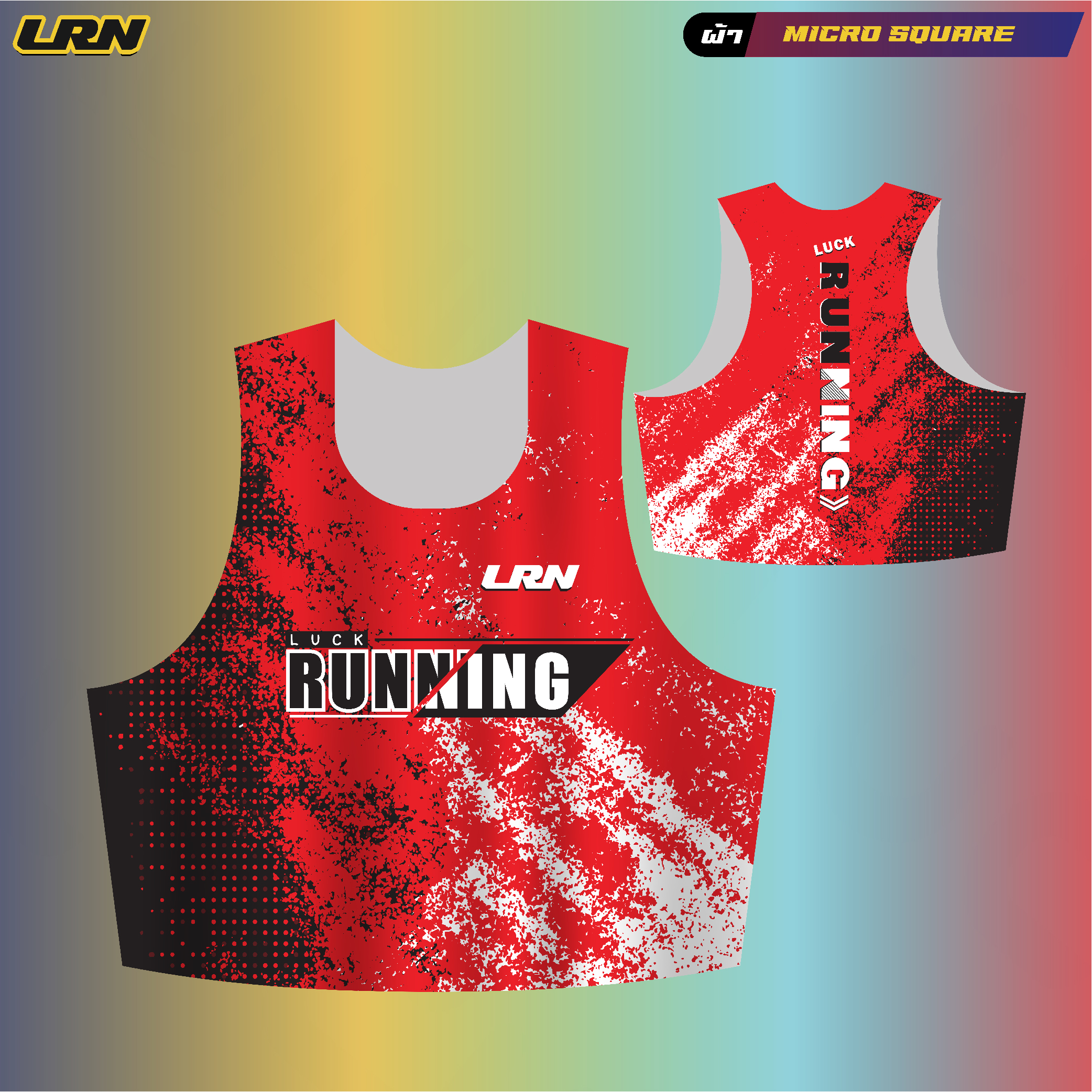 เสื้อวิ่งพิมพ์ลาย LRN เนื้อผ้า Micro square สำหรับวิ่งมาราธอน (MS08_1)