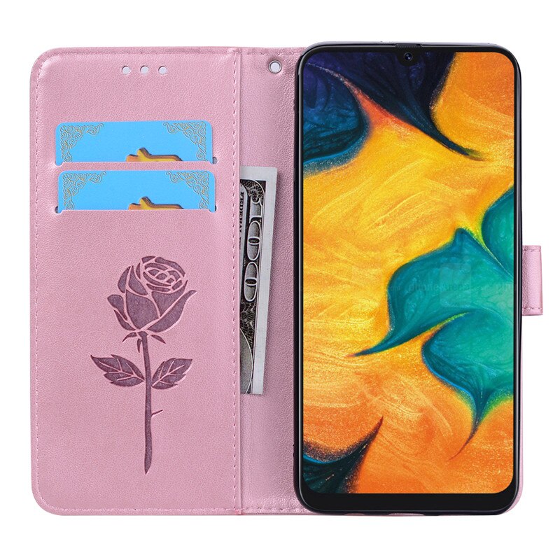 Case Huawei P40 #เคสฝาพับหนัง PU ลายดอกกุหลาบแบบกระเป๋าสตางค์ HAT PRINCE Imprinted Rose Leather