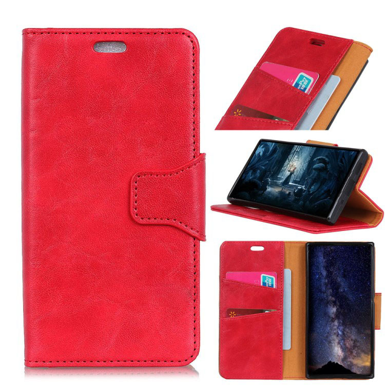 เคส Samsung Galaxy A10 #เคสฝาพับหนังแยกคุณภาพดี Crazy Horse Split Leather Wallet
