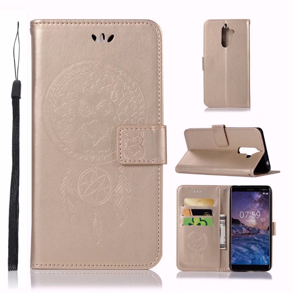 Case Nokia 7 plus #เคสแบบกระเป๋าสตางค์ฝาพับหนัง PU ลายนกฮูก Dream Catcher Owl