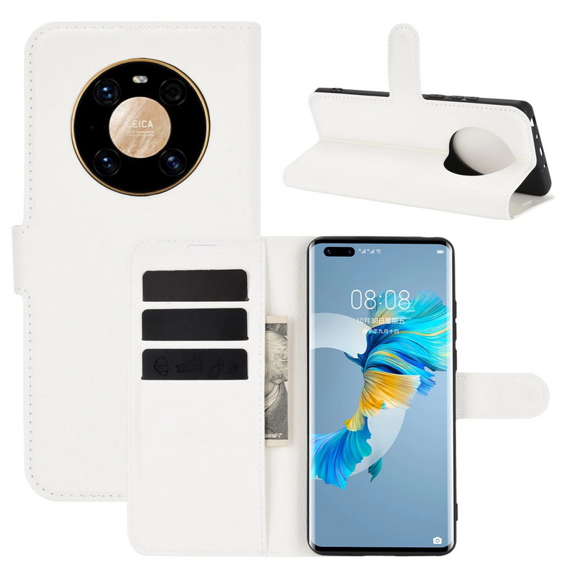 เคส Huawei Mate 40 Pro #เคสฝาพับสไตล์กระเป๋าสตางค์หนัง PU ผิวลิ้นจี่