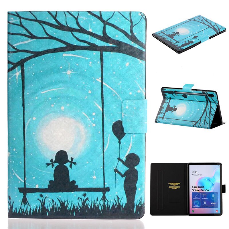 เคส Samsung Galaxy Tab S6 10.5 SM-T860 SM-T865 2019 #เคสฝาพับพิมพ์ลายหนัง PU พร้อมที่เก็บการ์ด Pattern Printing PU Leather Tablet Stand Case with Card Storage