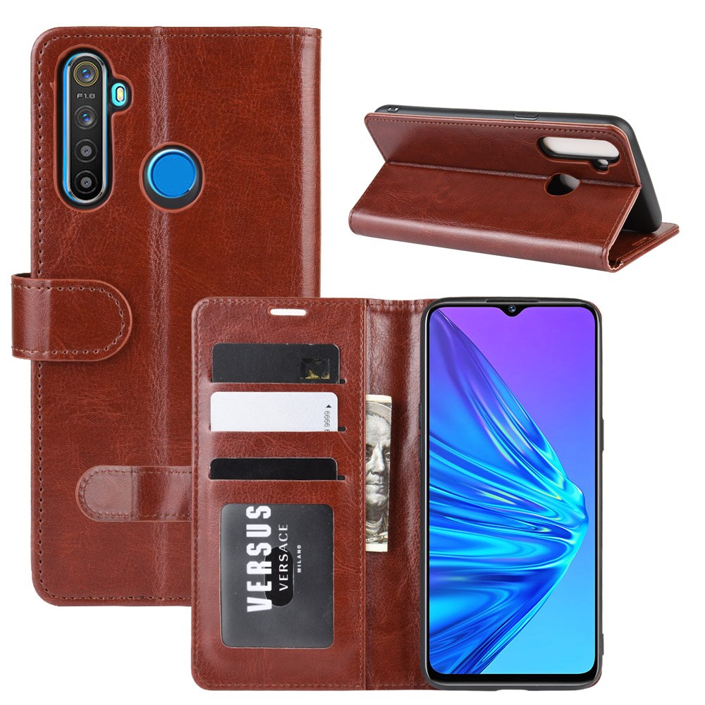 Case Realme 5 Pro #เคสฝาพับหนัง PU ผิวหนังม้าสไตล์กระเป๋าสตางค์