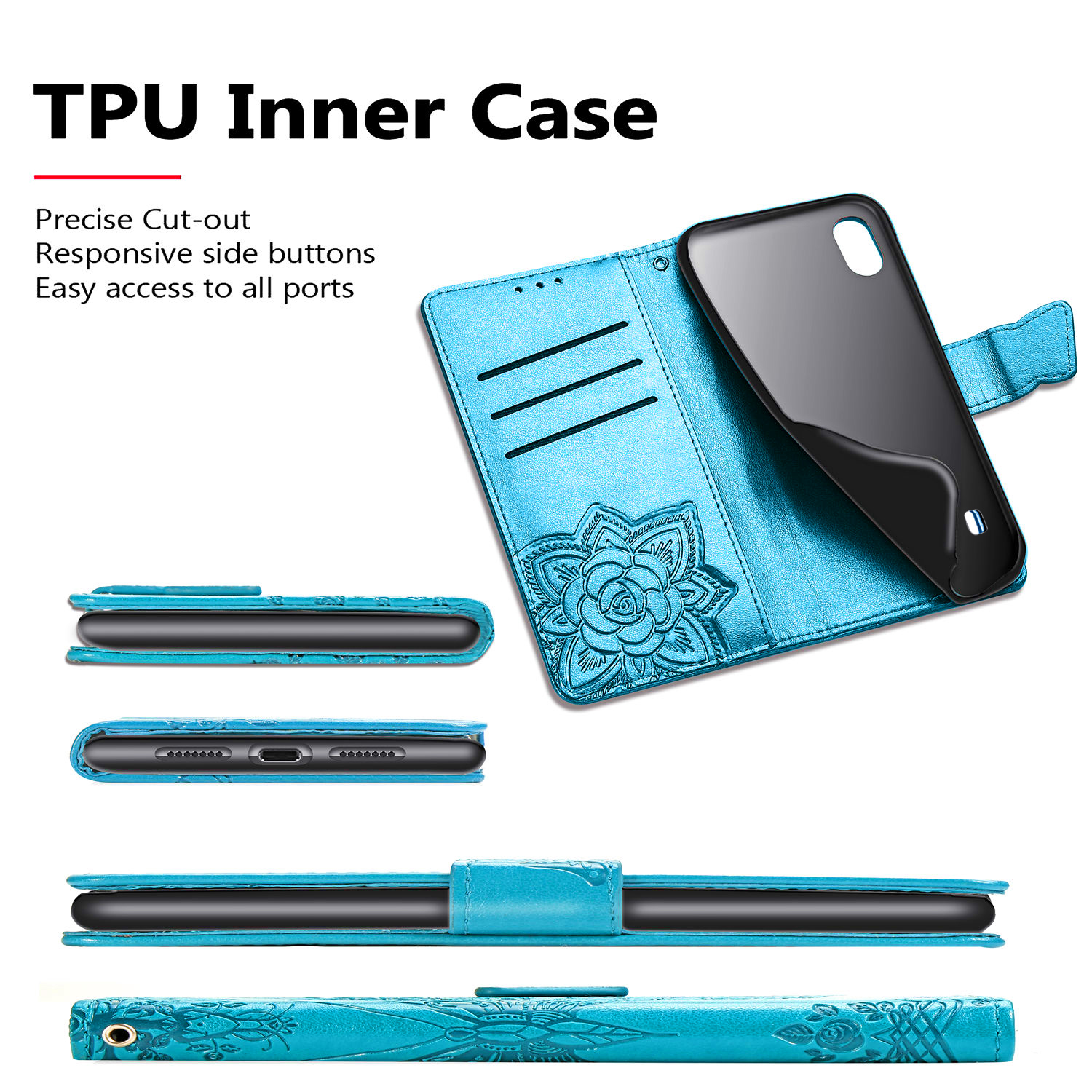 Case Samsung Galaxy A10 #เคสฝาพับ Imprint ลายผีเสื้อดอกไม้ลายน่ารักๆ