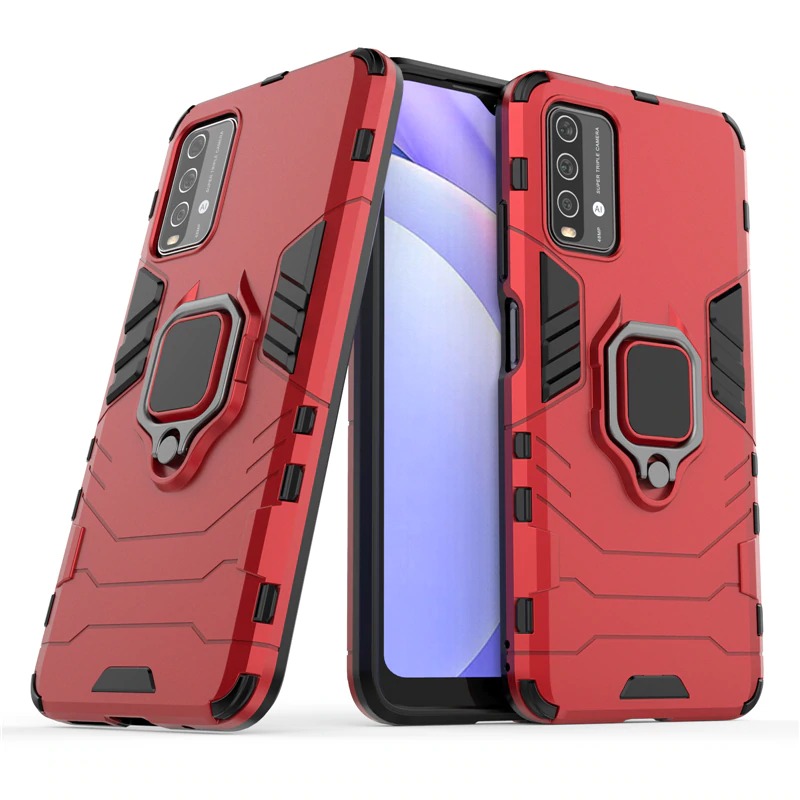 Case Redmi 9T #เคสฝาหลังพลาสติกแข็ง +TPU Hybrid Case มีแหวนสวมนิ้วโลหะ